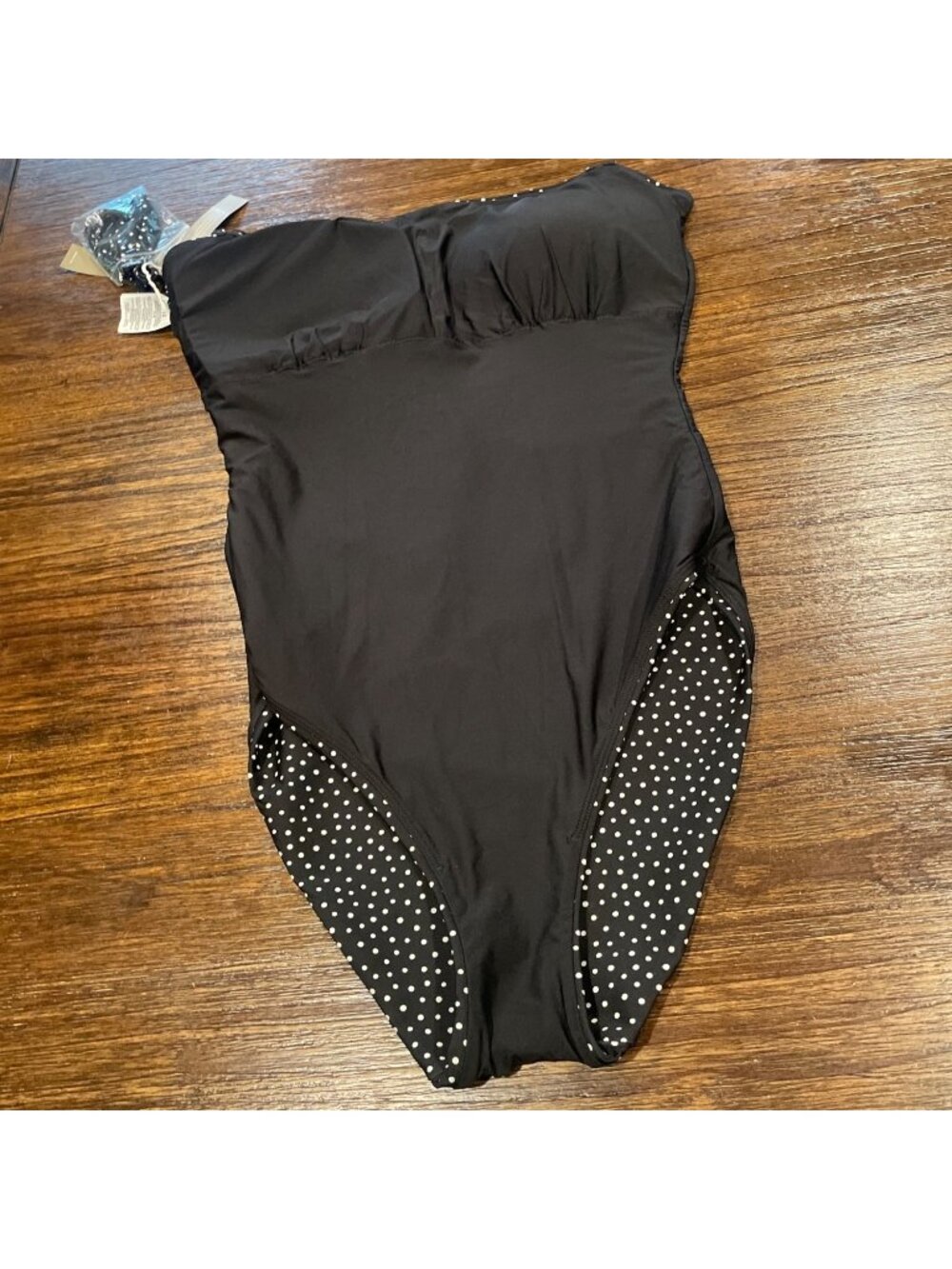 NWT J.Crew Gemma Bandeau One-Piece Swimsuit Sz 12 Black Polka Dot Classic Sculpt - Picture 12 of 14